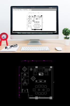企业小型会议室CAD平面图纸