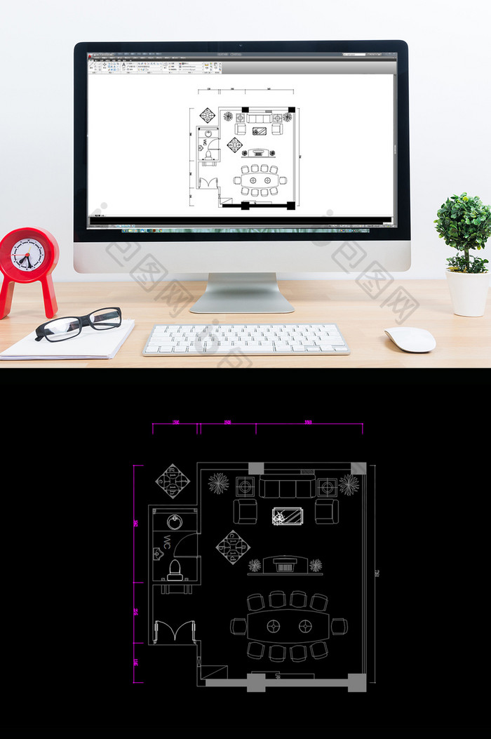 企业小型会议室CAD平面图纸