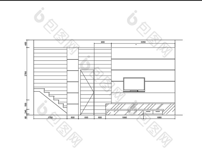 家装电视墙立面图CAD图纸
