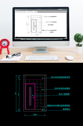 餐厅卫生间门立面图CAD图纸
