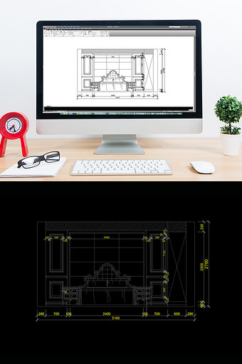 家装欧式风格床头立体图CAD图纸图片