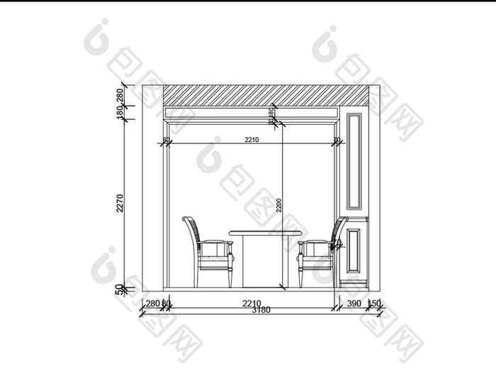 家装餐厅立体图CAD图纸