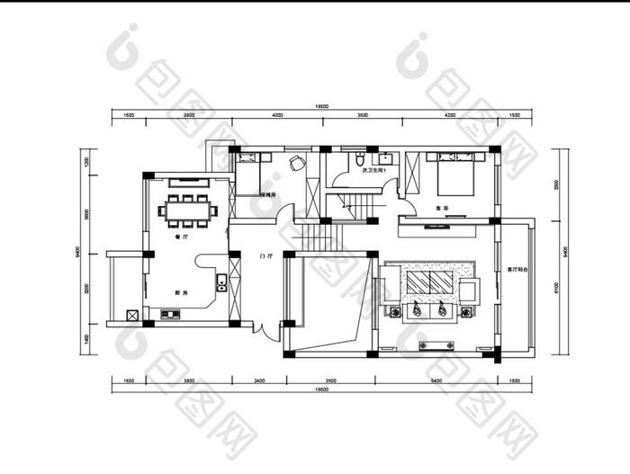 家装别墅平面布置图CAD图纸