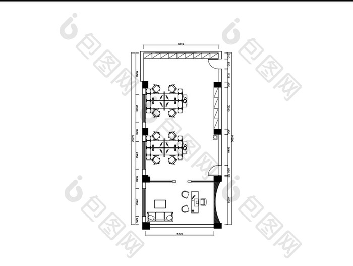 工装办公室平面布置图CAD图纸