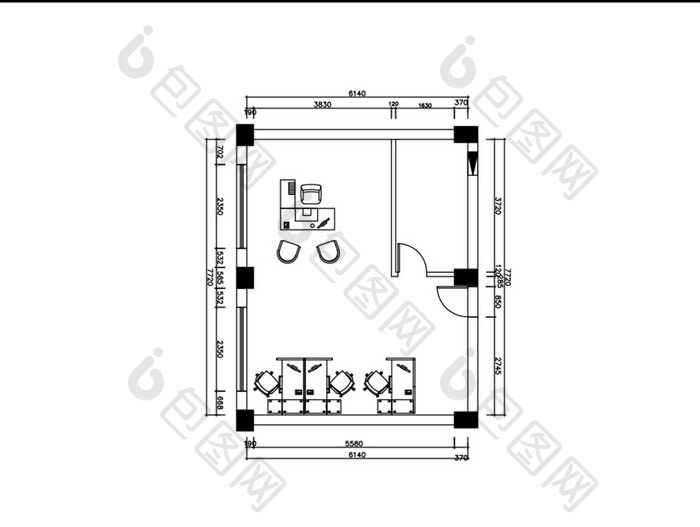 工装办公室平面布局图CAD图纸