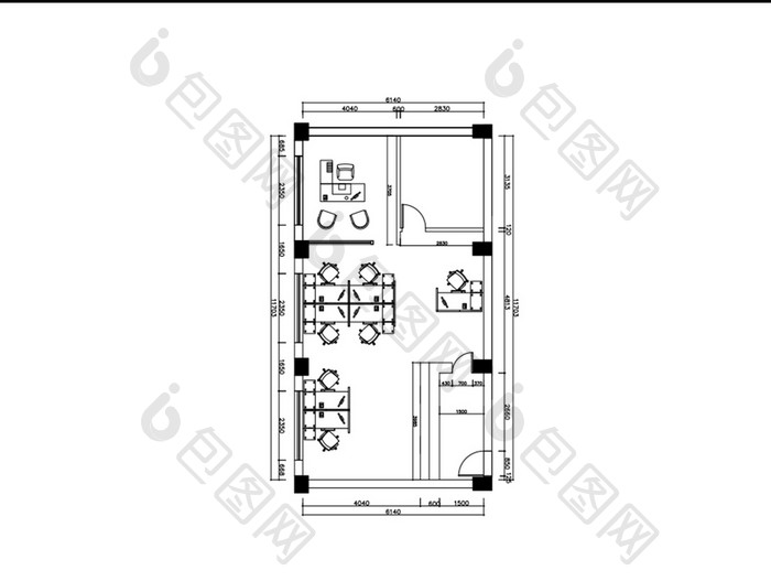 工装办公室平面布置图CAD图纸