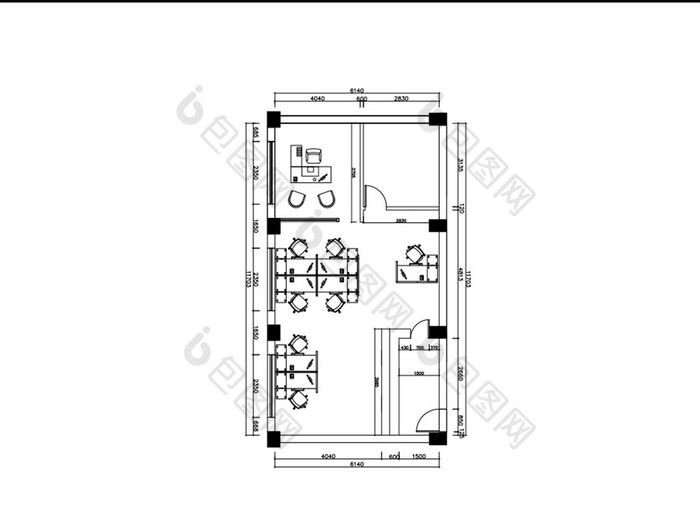 工装办公室平面布置图cad图纸