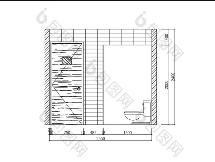 咖啡吧卫生间马桶立面图CAD图纸