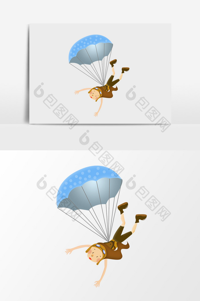 卡通漫画跳伞降落伞