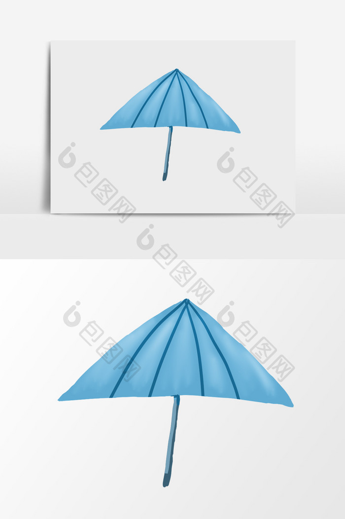 水彩蓝色遮阳伞素材