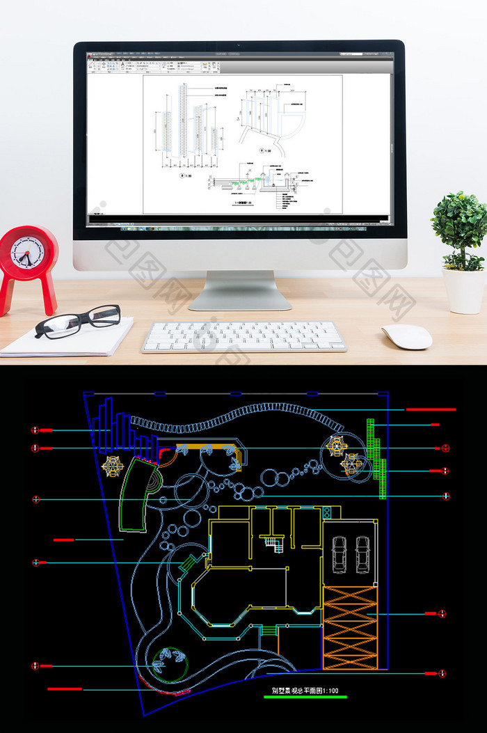 别墅庭院CAD景观设计平面及细部详图