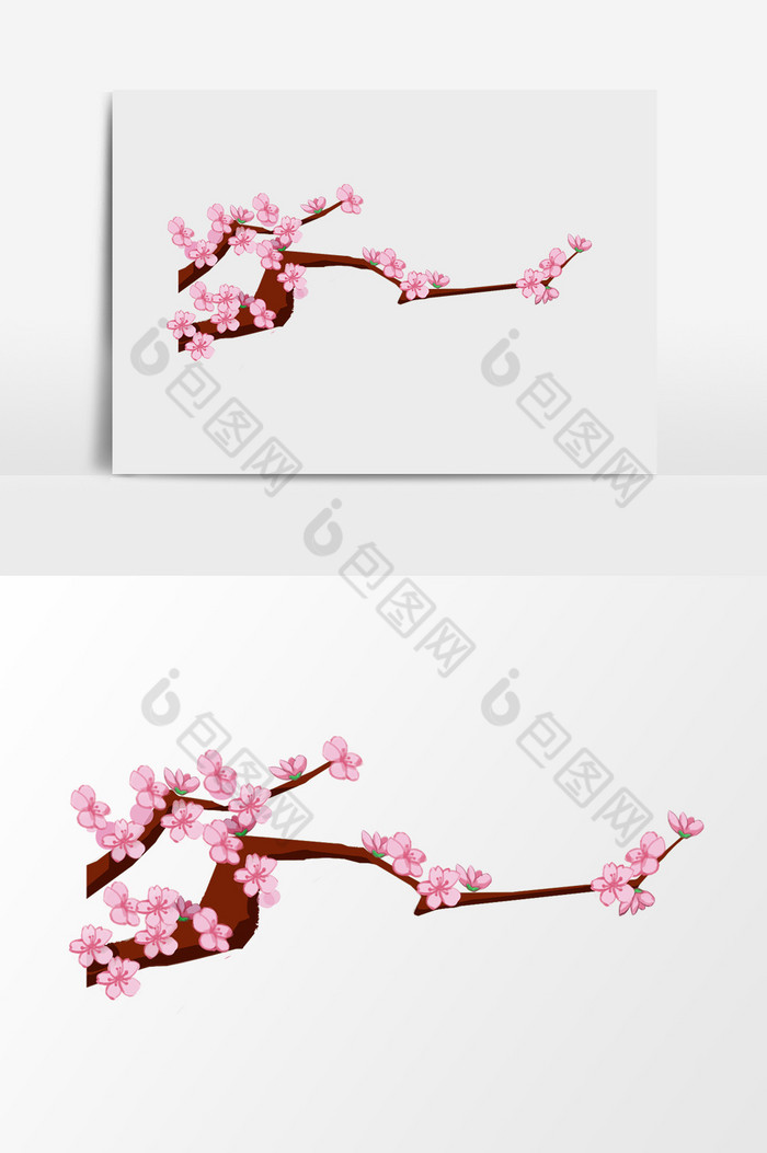 水墨桃花桃花素材手绘植物元素图片