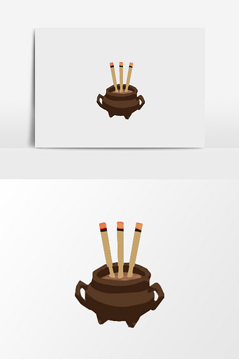 卡通手绘免扣香炉图片下载