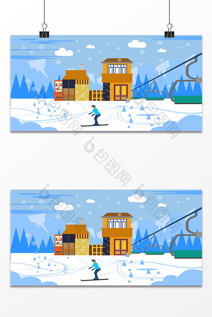 冬季滑雪设计背景图