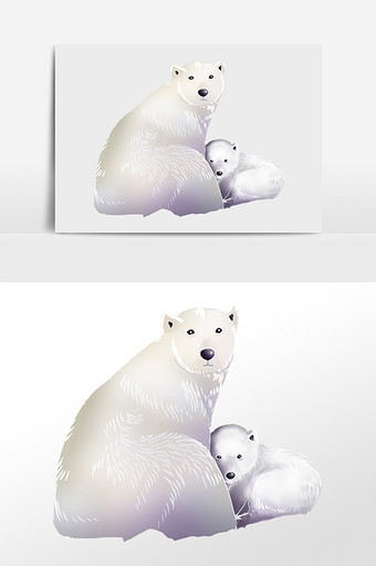 可爱北极熊插画元素图片