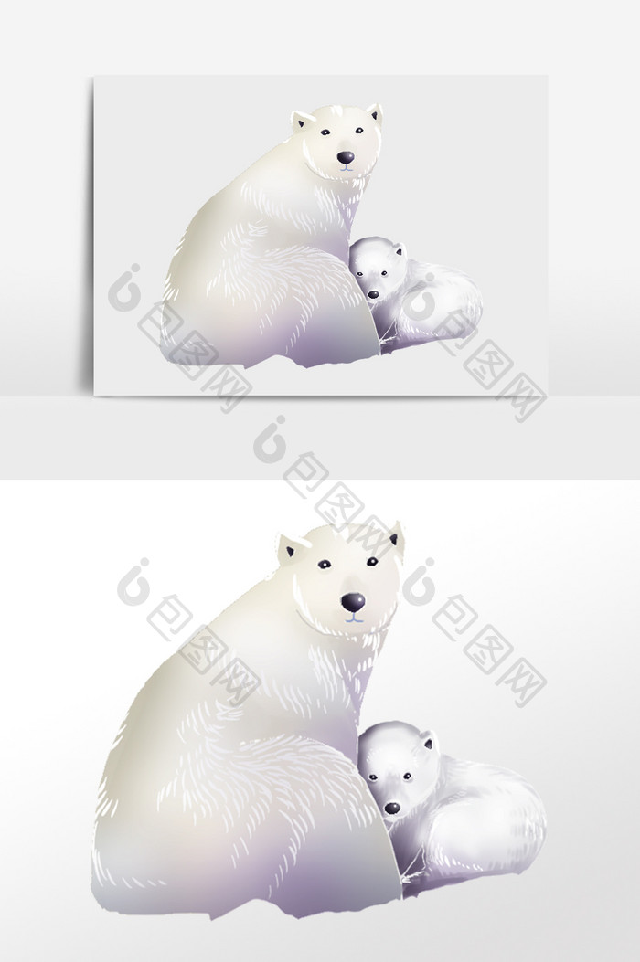 可爱北极熊插画元素