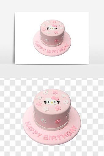 粉色kitty猫可爱蛋糕素材图片