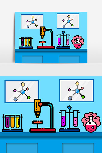 卡通手绘实验室图案图片下载