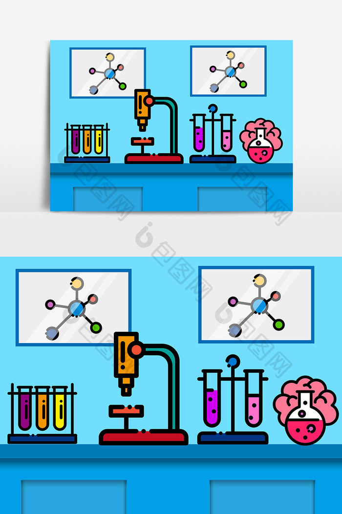 卡通手绘实验室图案素材