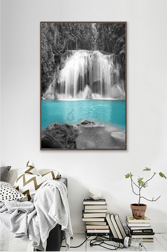 抽象森林瀑布风景装饰图片