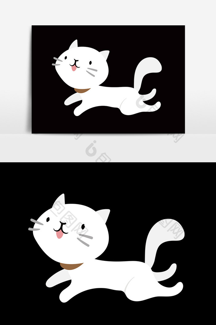 卡通矢量白色猫咪