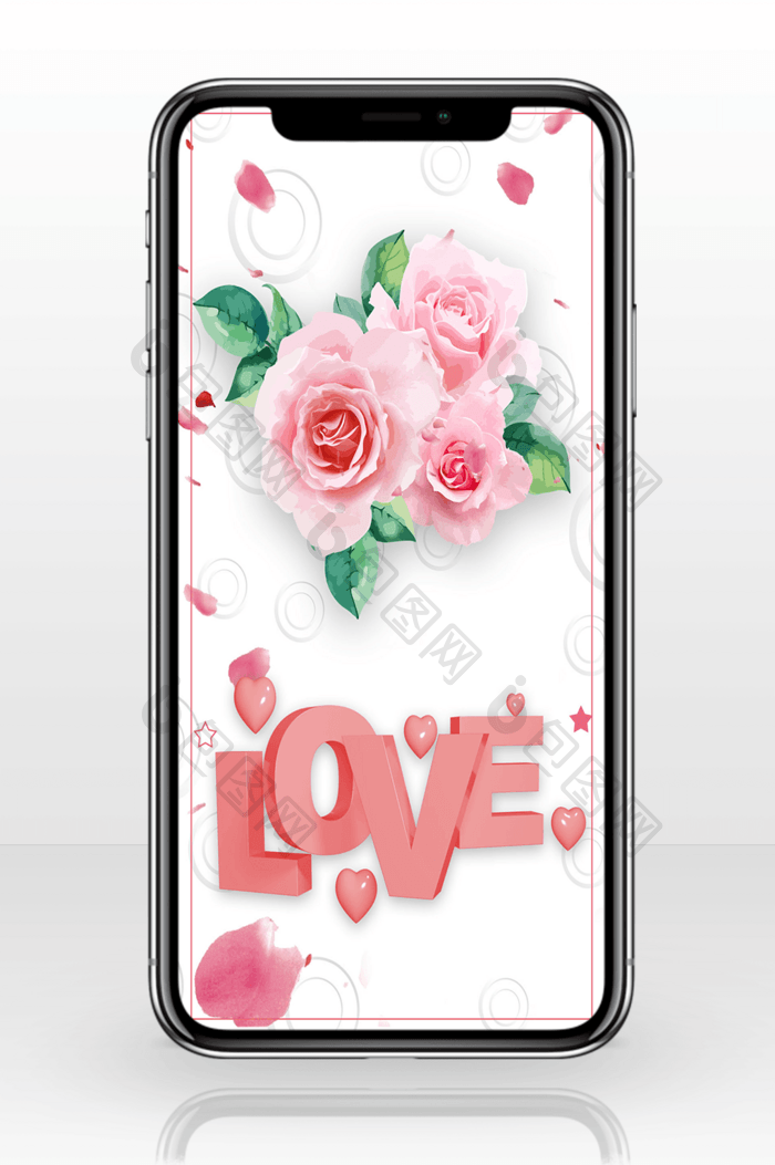 白色玫瑰浪漫银色情人节海报背景图