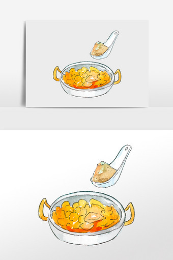 卡通清新中餐食物插画元素图片