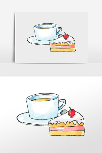卡通清新甜点下午茶插画元素图片