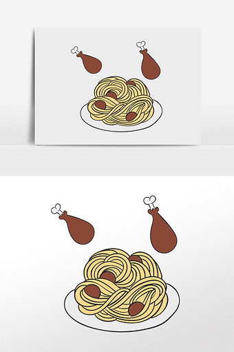 卡通清新面食食物插画元素图片