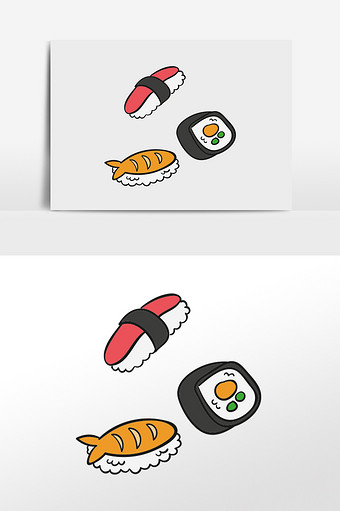 卡通清新手绘寿司美食插画元素图片