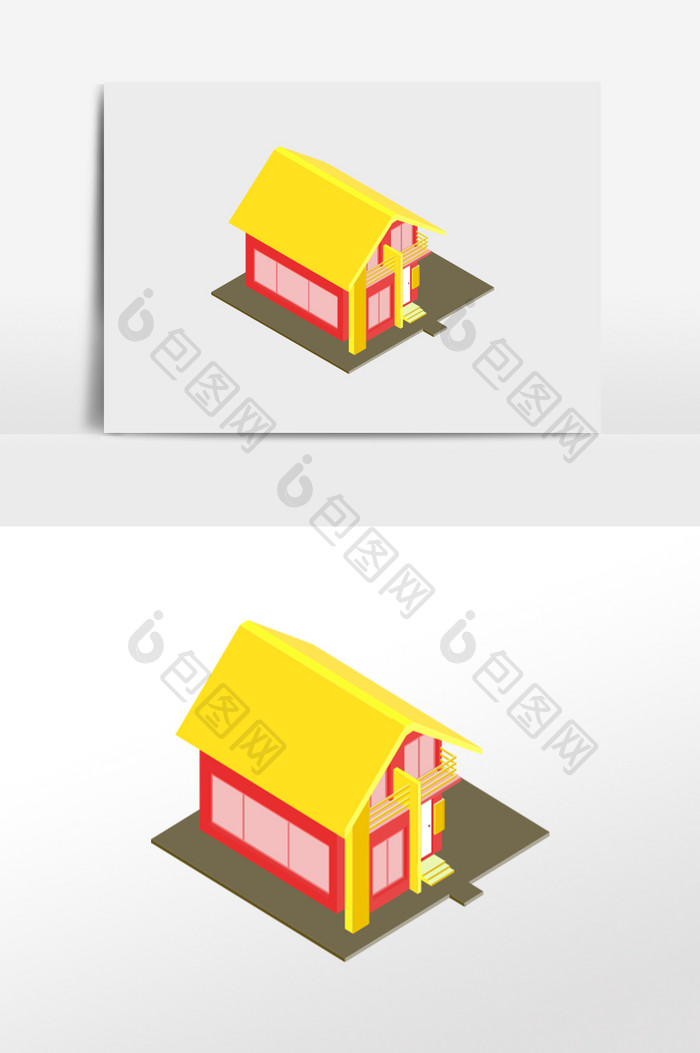 简约等距房子建筑矢量元素