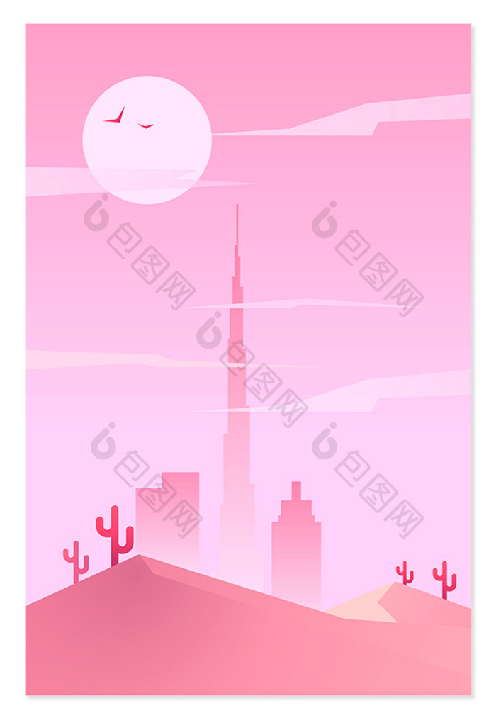 月亮粉色设计背景图