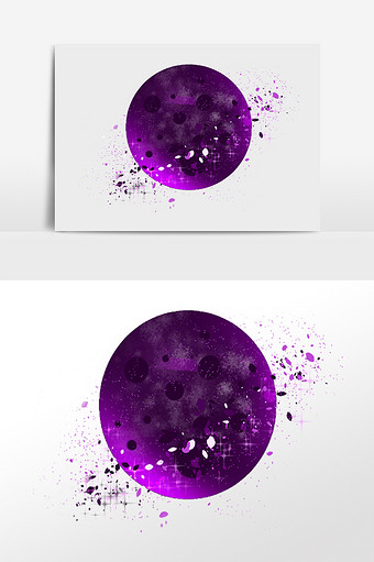 紫色星球插画元素图片下载