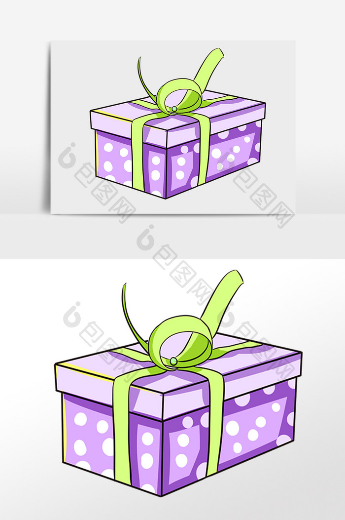紫色礼物盒插画元素