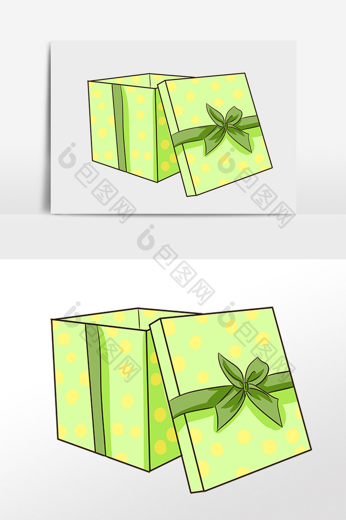 绿色礼品包装盒插画元素