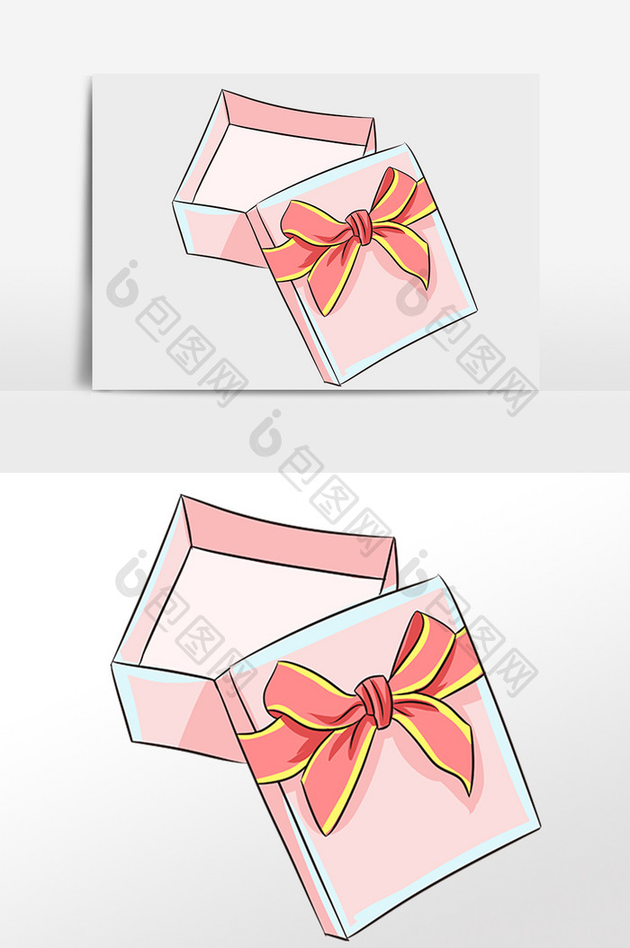 粉色礼品包装盒插画元素