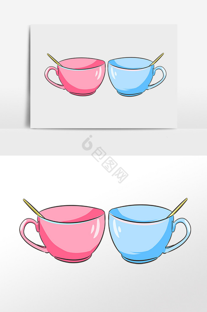 彩色咖啡杯插画图片