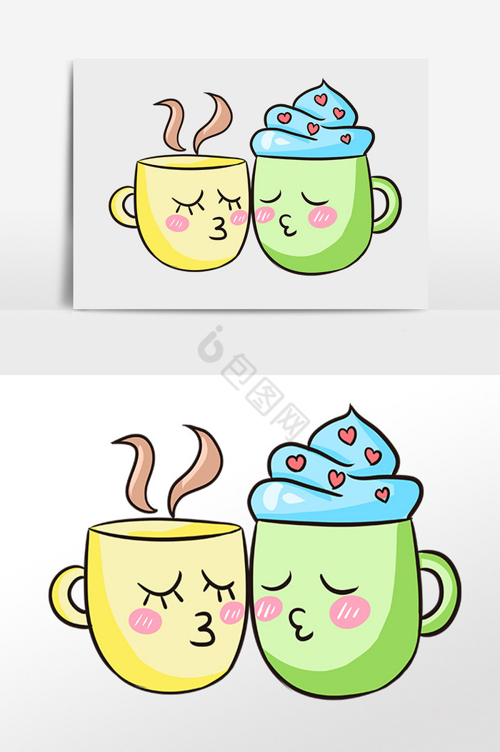 表情茶杯插画图片