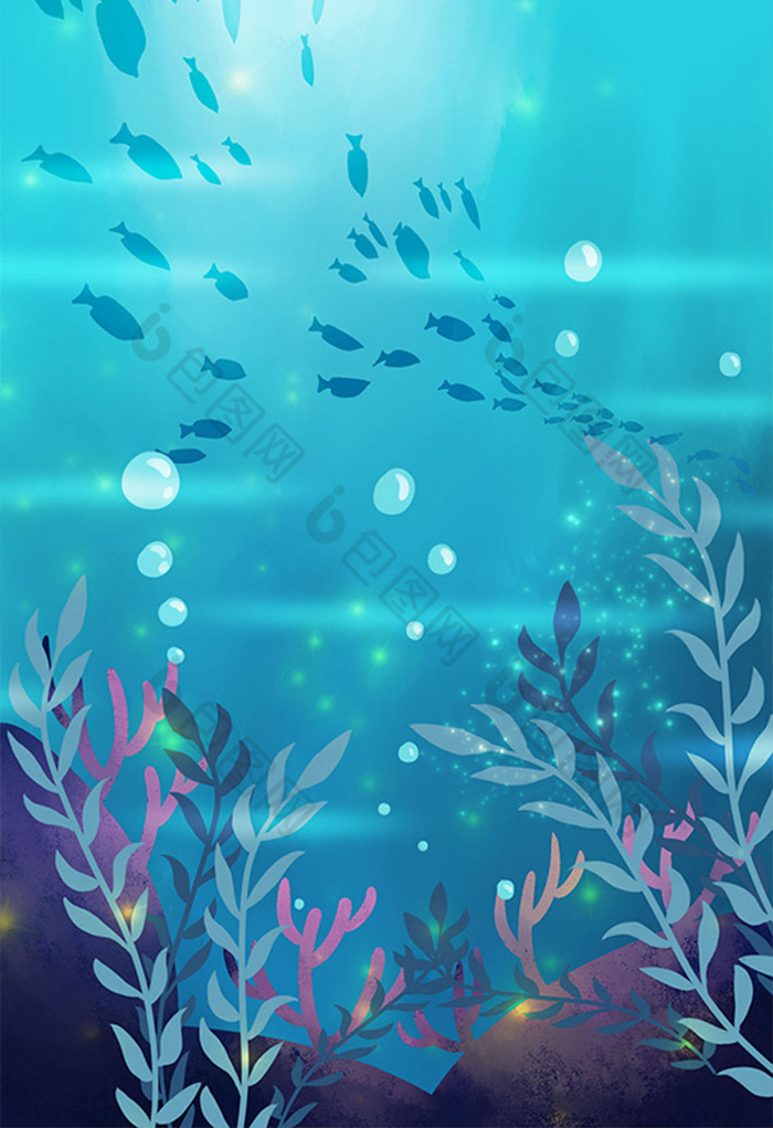 梦幻海底世界图片素材免费下载,本次作品主题是插画,使用场景是背景