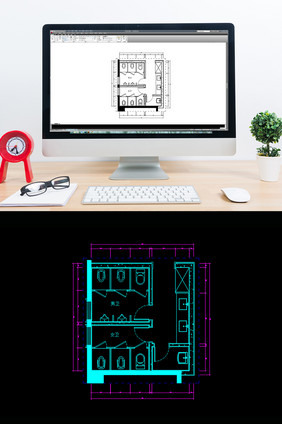 餐饮企业公用男女卫生间平面图纸CAD图纸