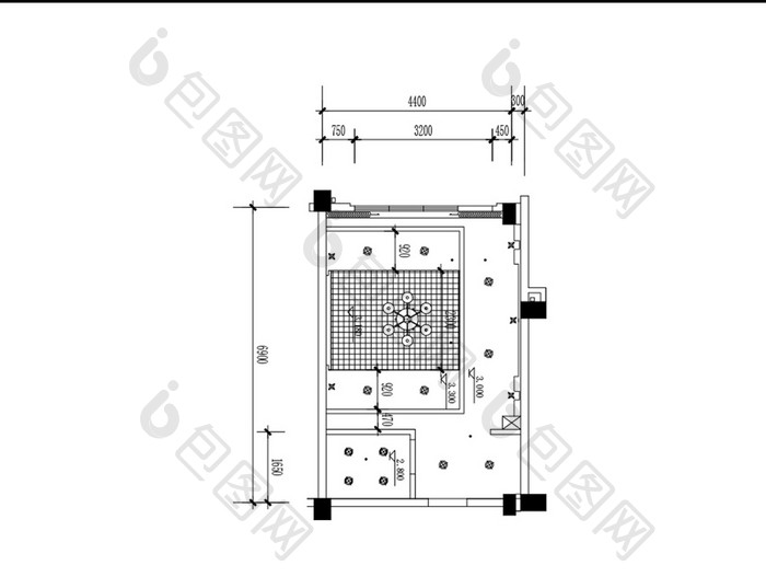 餐馆饭店包间天花吊顶图CAD图纸