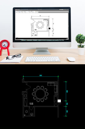 餐馆饭店包间CAD平面布局图纸
