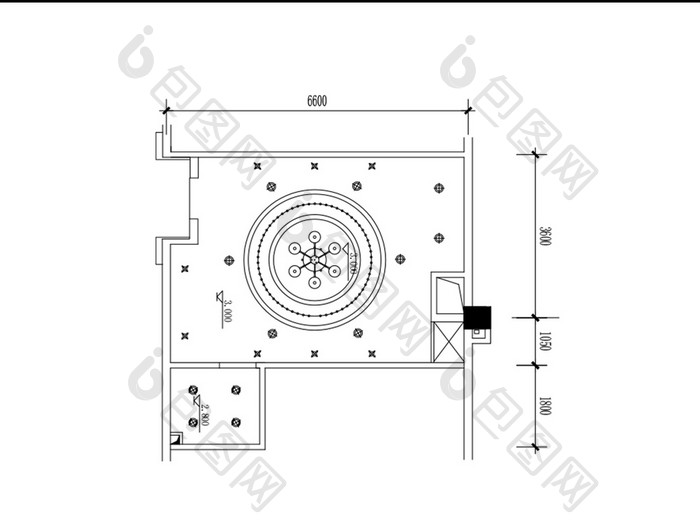 餐馆饭店包间天花吊顶CAD布局图