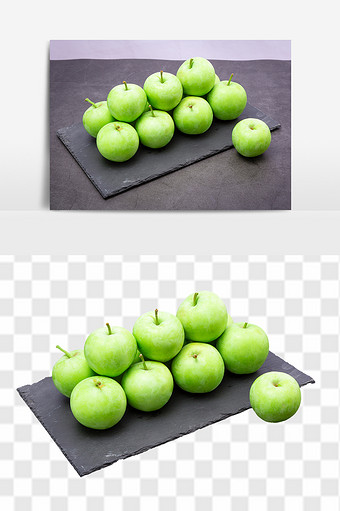 新鲜青苹果免抠高清透底水果元素图片