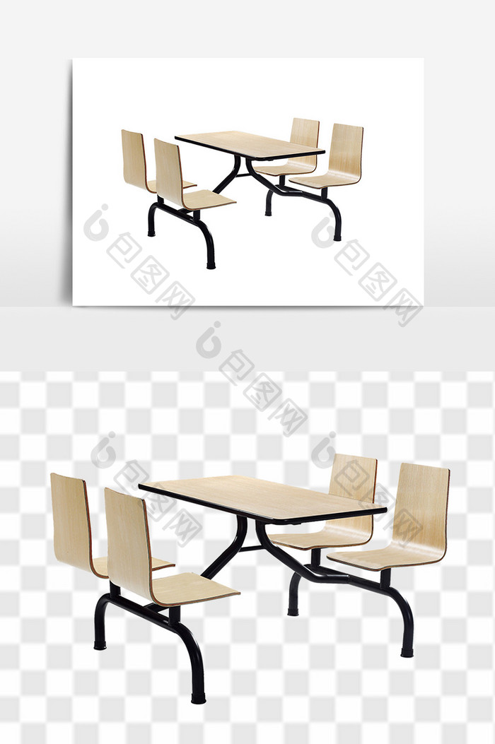 不锈钢连体餐桌椅设计元素