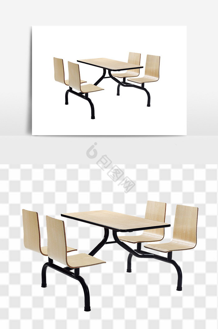 不锈钢连体餐桌椅图片