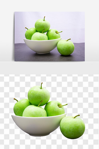 新鲜夏季青苹果高清免抠透底水果元素图片