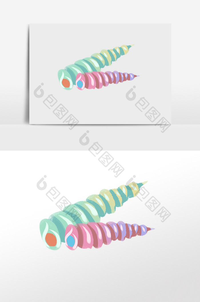 手绘海洋生物海螺插画元素