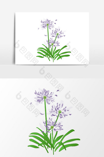 卡通手绘紫花元素图案素材图片
