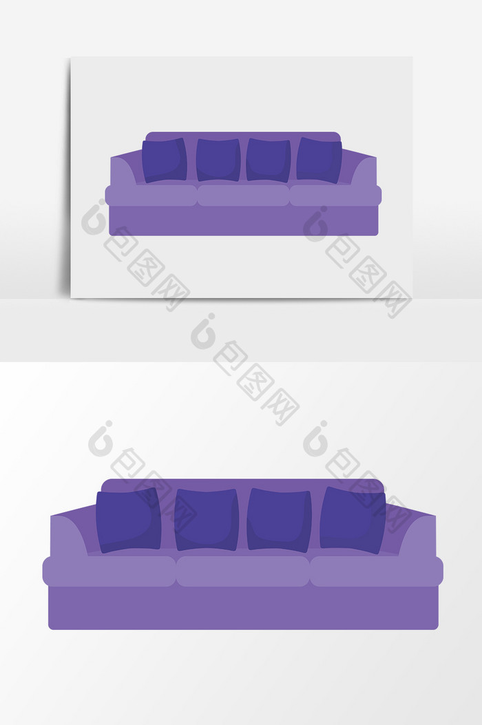 卡通矢量紫色沙发